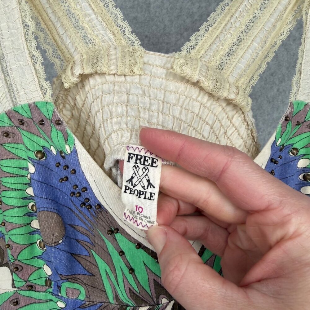 Free People Madame Butterfly Mini Dress Size 10 Cream VTG Y2K ASO Ashley Tisdale - Picture 7 of 13